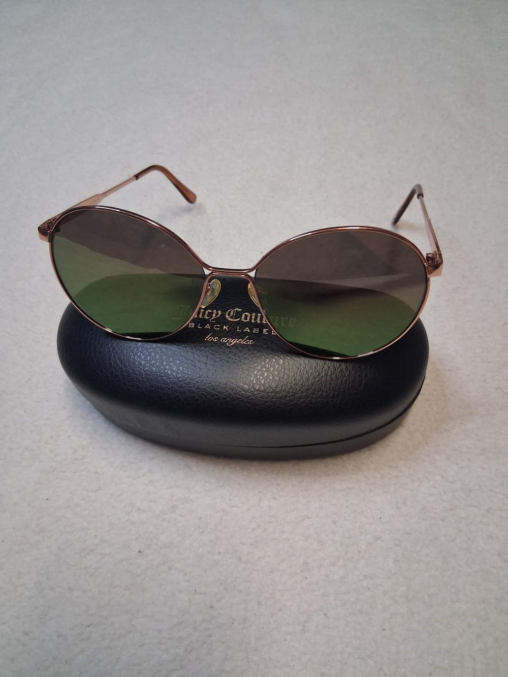 Juicy Couture Rose Gold Frame Sunglasses with Green Lenses